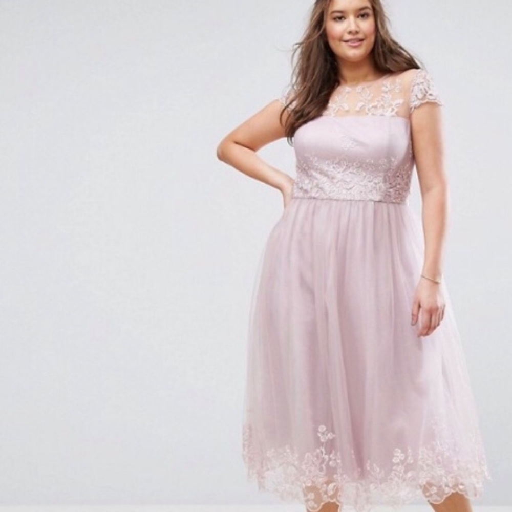 Asia curve pink lace dress